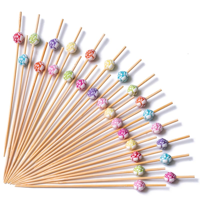 PuTwo Cocktail Picks Sicks for Sandwich Appetizer Decorative Drinks Picks-100ct, 4.7" in 100 Counts, Colors may vary - Image 1